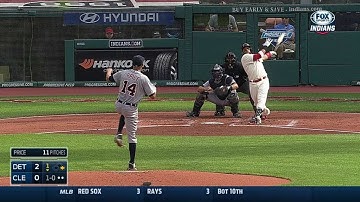 DET@CLE: Santana doubles off the wall for an RBI