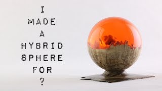 #40 Hybrid Sphere 🌗 Burl & Resin "Red Dawn"