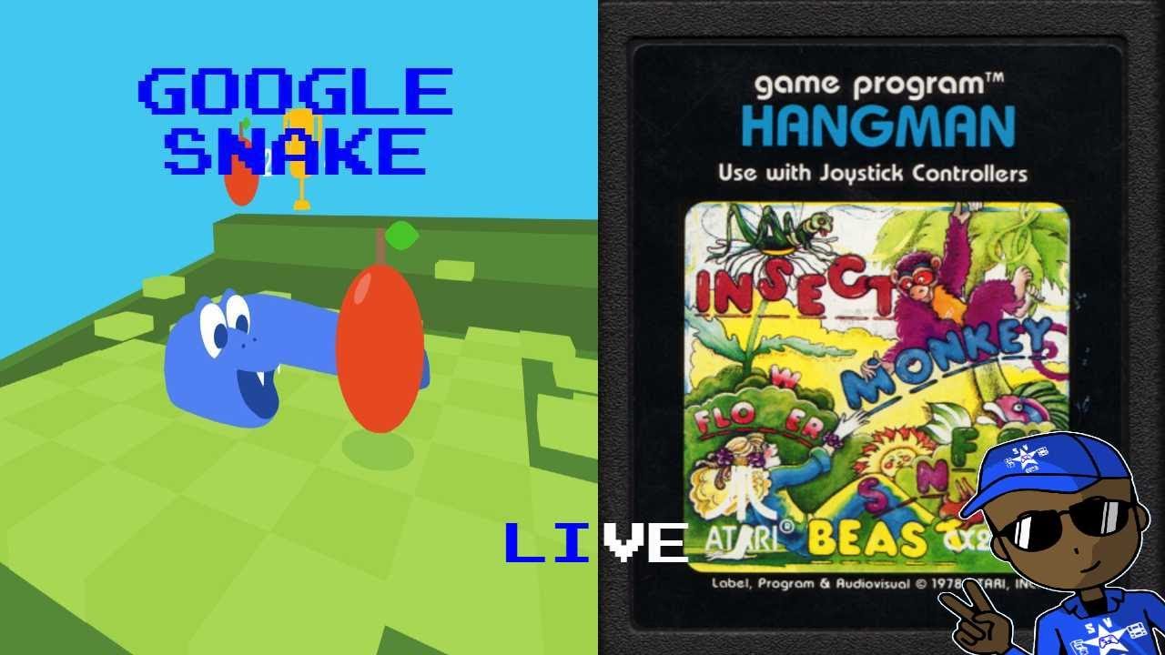 [LIVE] Google Snake & Hangman (2600) Gameplay.