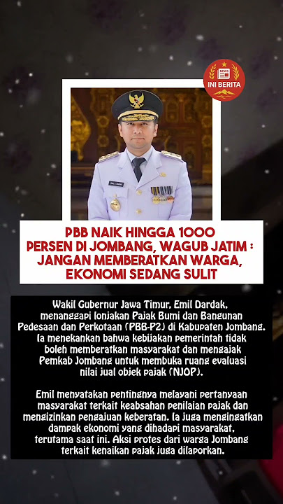 PBB Naik Hingga 1000 Persen di Jombang, Wagub Jatim : Jangan Memberatkan Warga, Ekonomi Sedang Sulit