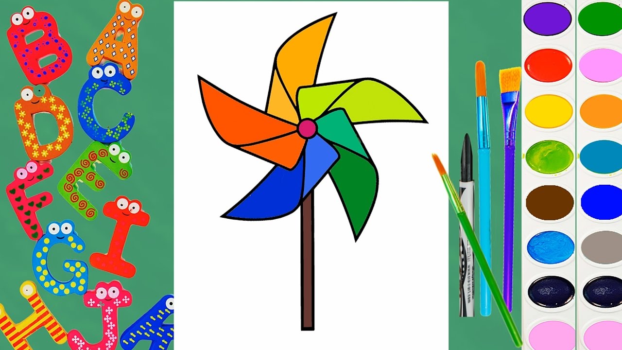Pinwheel For Color Learn to Color for Kids with Rainbow ABC Pinwheel - YouTube