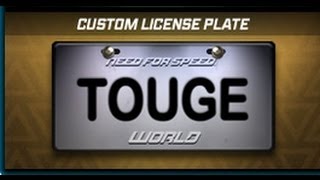 NFS World Custom License Plate \