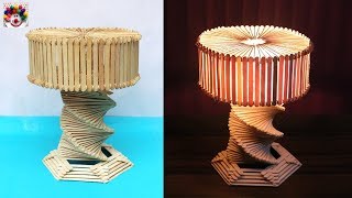 Easy and best ice cream stick lamp making at home || night lamp for room decor || DIY art and craft