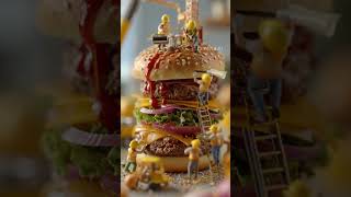Tiny workers Preparing the food 🍔😋 #shorts #viral #ai #viralvideo #burger #fyp #explore