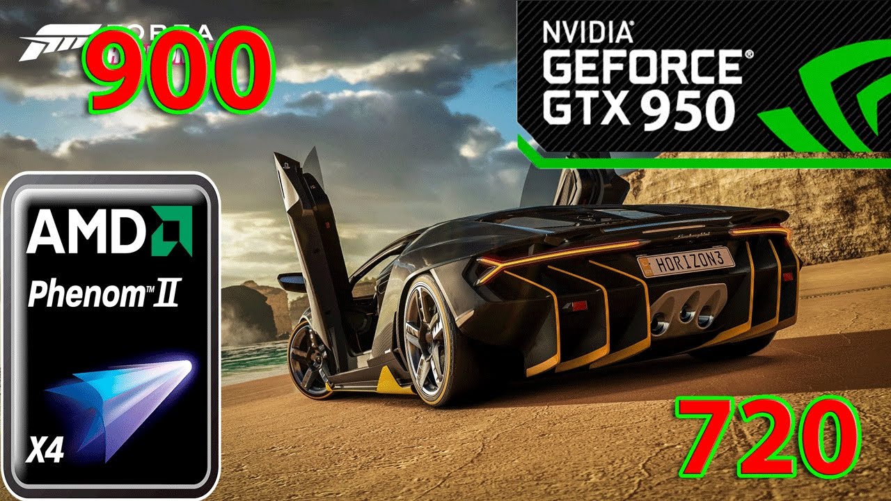 Forza Horizon 3 AMD Phenom ii X4 955 GTX 950 (900,720)