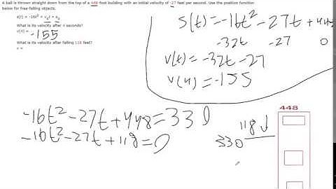 Determining velocity after time and at a height (position function for free-falling objects)