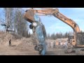 Excavator Destroying Car