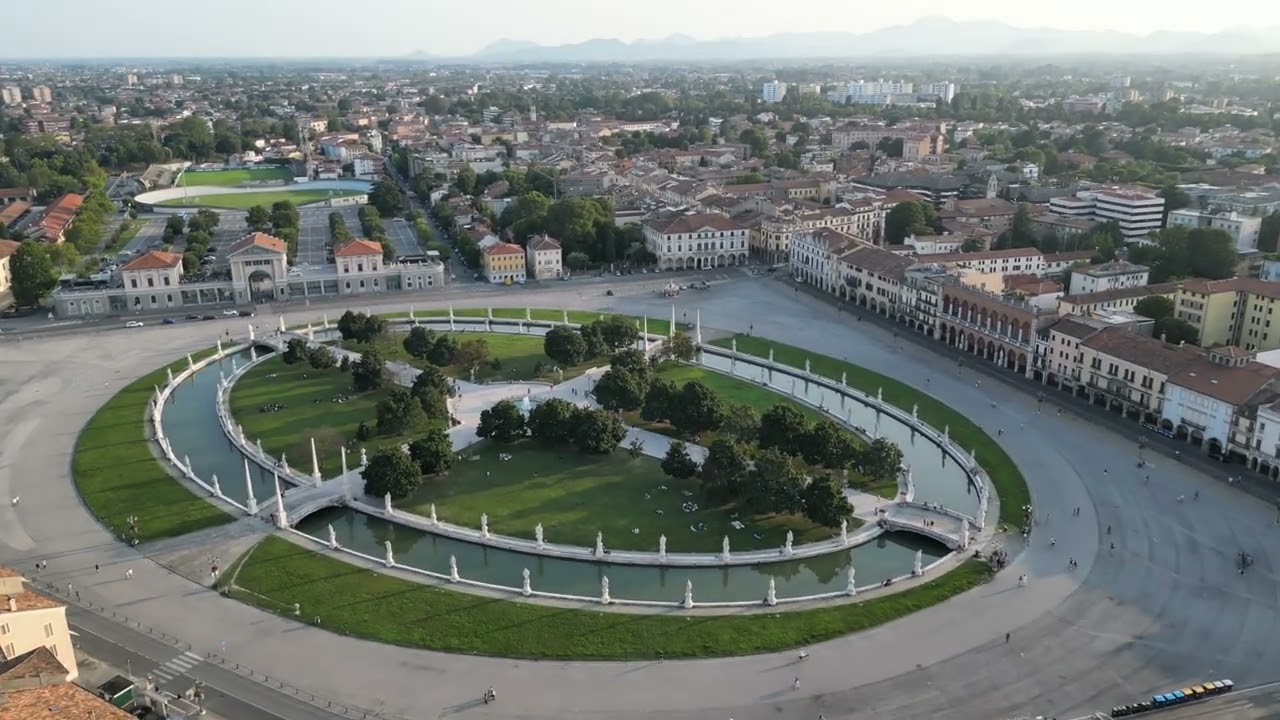 Drone Flight over the City of Padova in  Italy
