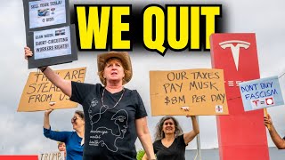 Tesla Protestors WALK OFF The Job...