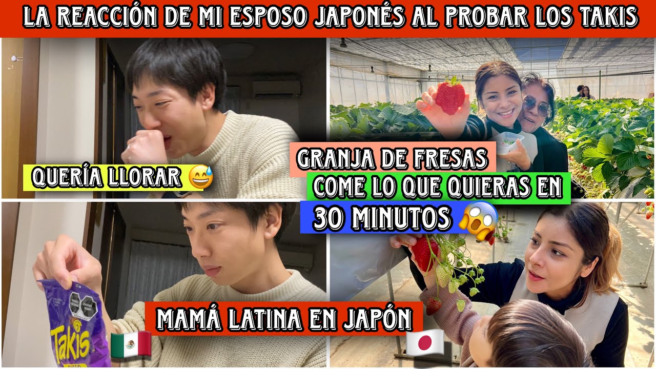 Cortando fresas en Japón 🇯🇵 a mi mamá le encantaron 🍓+ Kosuke sufrió con los Takis 😂