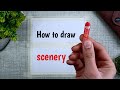 How to Draw Nature Drawing , Sunset Drawing , Sunset Scenery | Drawing of Nature | Naveen art