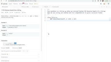leetcode 1119. Remove Vowels from a String - list comprehension and string join