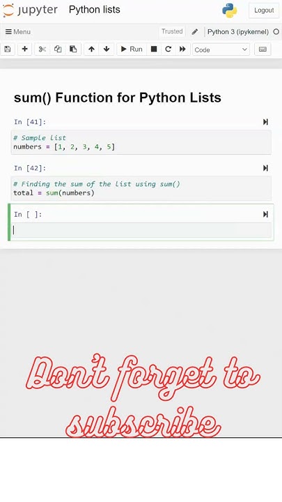 13. sum() Function for Python Lists - YouTube