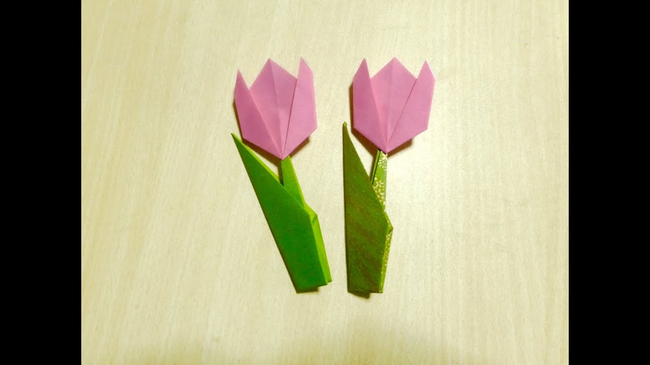  Cara  membuat Bunga  tulp Origami Seni melipat  kertas 