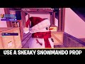 Use a Sneaky Snowmando prop disguise near Krampus and his Present Stash - Ship it! Express Quests