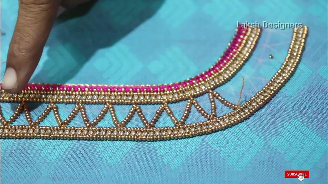 simple aari work neck design tutorial for beginners / aari work ...