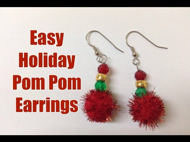 Red & Yellow Mirror Earrings with Pompom - Rangpitaara