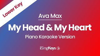 My Head & My Heart  - Ava Max - Piano Karaoke Instrumental - Lower Key