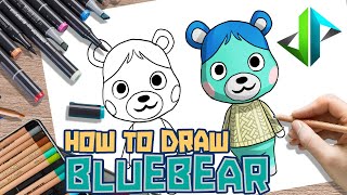 [DRAWPEDIA] HOW TO DRAW BLUEBEAR FROM ANIMAL CROSSING NEW HORIZONS - STEP BY STEP DRAWING TUTORIAL screenshot 5