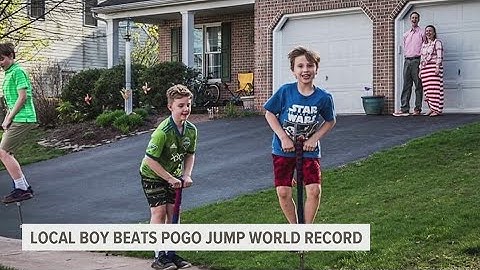 Local boy smashes world record for pogo stick jumps