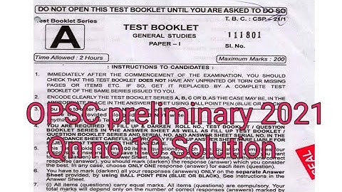 Opsc Oas preliminary exam previous years question papers with answers |opsc prelims 2021 Solution