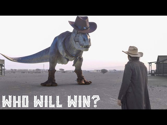 CowBoy Vs CowRex | Jurassic World T-Rex Dinosaur Fan Movie class=
