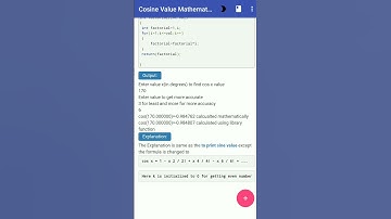 Program to calculate cosine value mathematically
