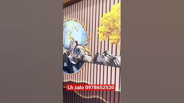 Hoàn thiện bức tranh dán tường 3D lam sóng hiện đại