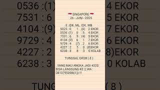 RUMUS EKOR JITU || PREDIKSI SGP 26 JUNI 2025 || BOCORAN SINGAPORE HARI INI || RUMUS SGP HARI INI