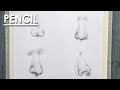 Easy way to Draw Noses from different angle in Pencil step by step