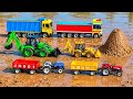 Jcb fully mud loading tata tipper truck | mahendra arju 555 | tractor jcb cartoon video | gadi