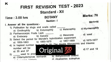 12th std botany first revision exam original question paper 2023