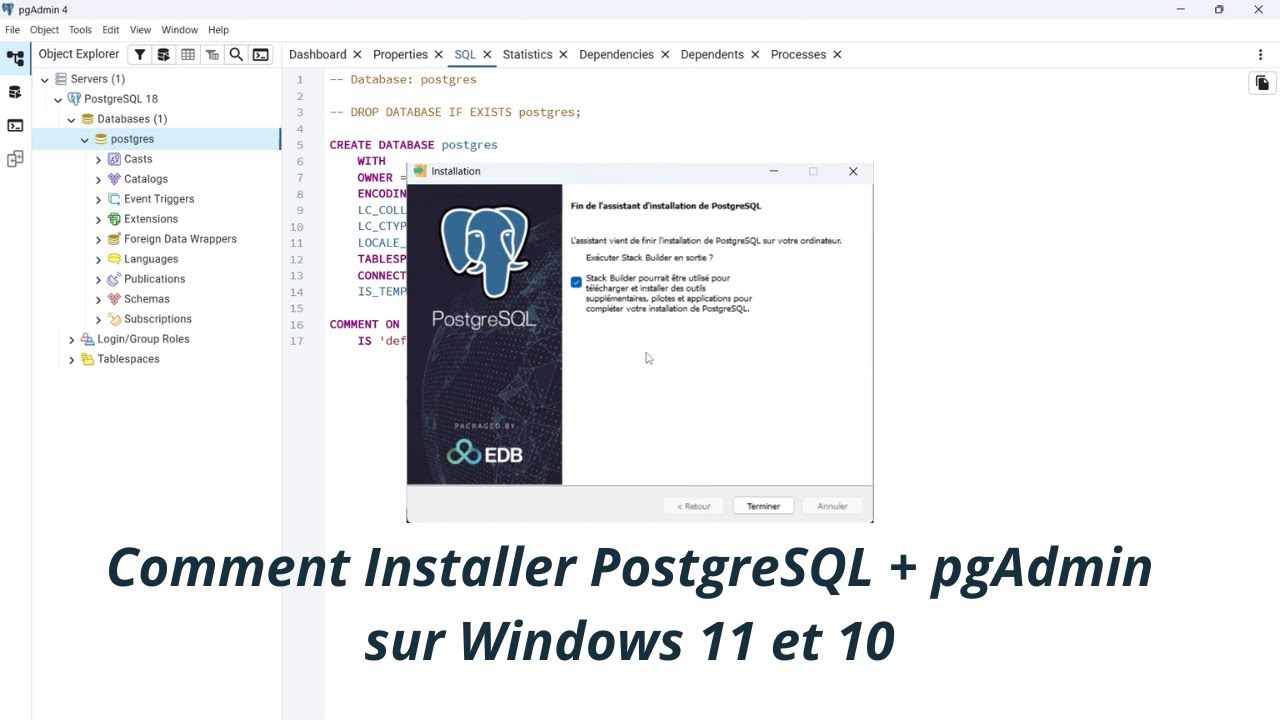 Comment Installer PostgreSQL + pgAdmin sur Windows 11 et 10 - YouTube