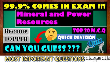 Mineral and Power Resources Important MCQs Class 8 Geography Chapter 3| CBSE Class 8 Chapter 3 MCQ