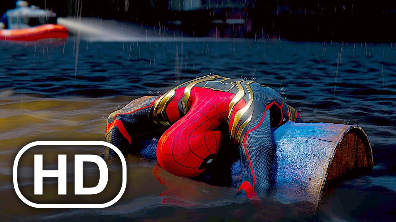 Spider-Man Found Dead Almost In River Scene - Spider-Man No Way Home Movie Suit