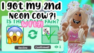 I GOT MY 2ND NEON COW?! 😱🌼💕🐮❤️WFL!!*RICH TRADING!* #adoptmeroblox #preppyadoptme #preppyroblox