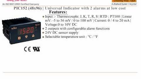 PROCESS INDICATOR DIGITAL RETRANSMISSION OUPUT PIC 152 SELEC