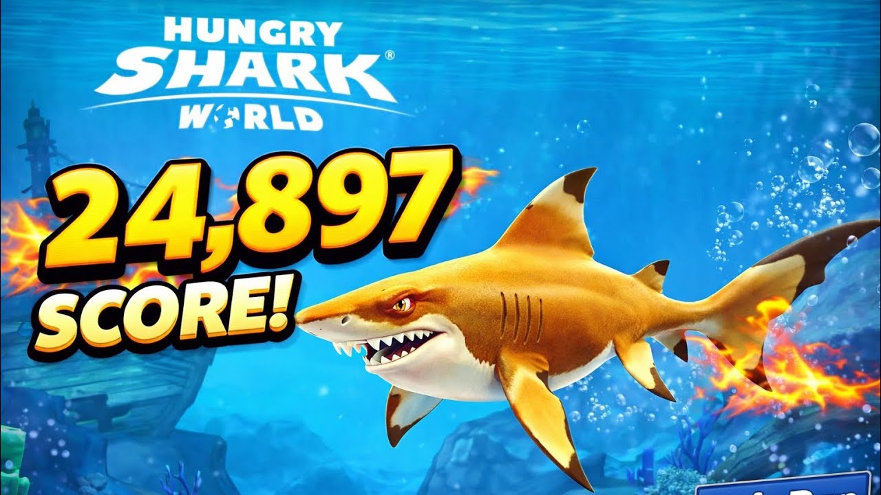 Hungry Shark World | Blacktip Reef Shark 🦈 Score 24,897 | Epic Ocean Run