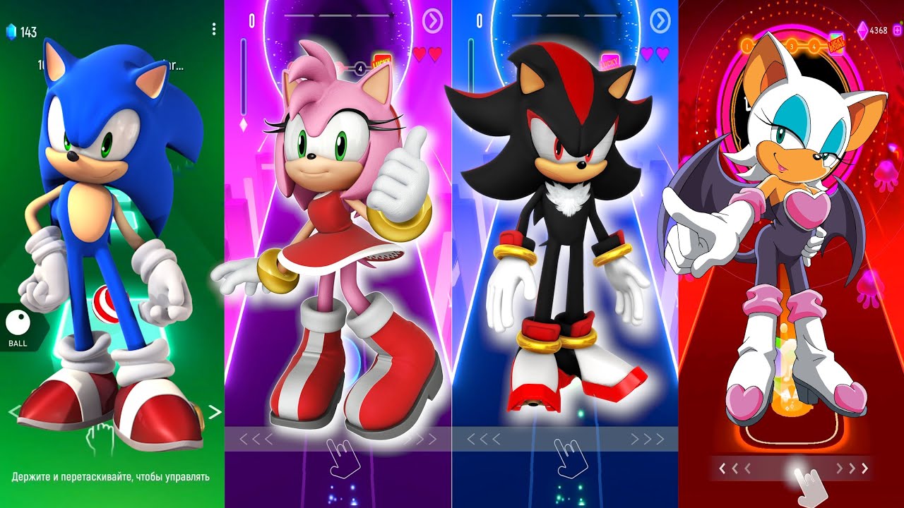 Tiles Hop Speed Legends ⚡🎶  Sonic vs Amy vs Shadow vs Rouge | Tiles Hop EDM Rush!