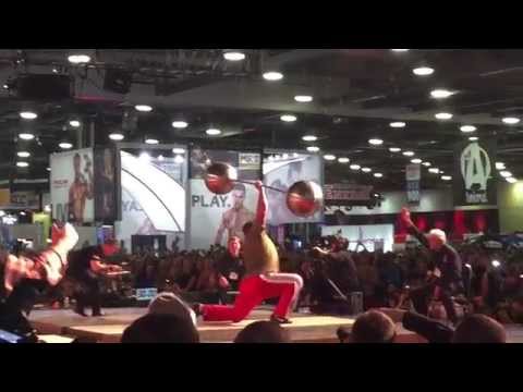 Mikhail Koklyaev 254lb 1 arm snatch attempt