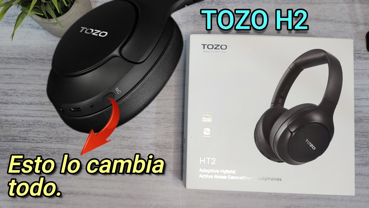  TOZO HT2 - Auriculares inalámbricos híbridos con cancelación  activa de ruido sobre la oreja, auriculares Bluetooth, tiempo de  reproducción de 56 horas, audio de alta resolución, graves profundos, audio  sin pérdidas