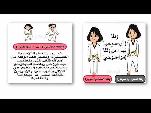 دروس التربية البدنية للصف الثالث متوسط التايكوندو الوقفات أب سوجي الدرس  الأول - YouTube