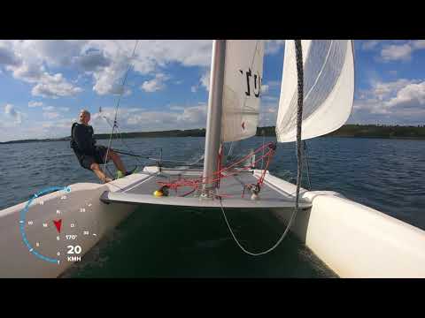 TopCat K2 in moderate wind - single handed.