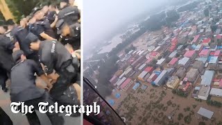 video: Watch: Chinese protests erupt after release of flood water destroys homes