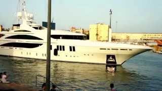 Large luxury yacht in port of barcelona