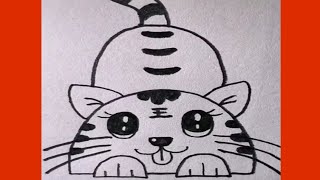 طريقة رسم نمر صغير كيوت/Easy way to draw a cute little tiger