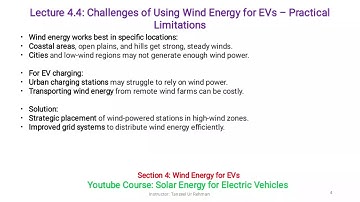 Lecture 4.4  Challenges of Using Wind Energy for EVs – Practical Limitations