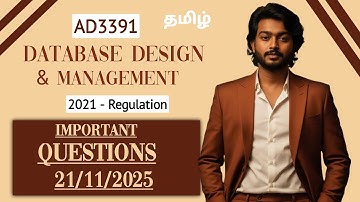 Database design and management important questions | AD3391 | 21/11/2025 Exam