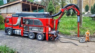 Drain Culvert service and cleaning. RC Scale Mercedes Arocs ErneFant, suction excavator truck .