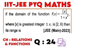 If the domain of the function f(x) = [x]/(1 + x ^ 2) where [x] is greatest integer = x is [2, 6)
